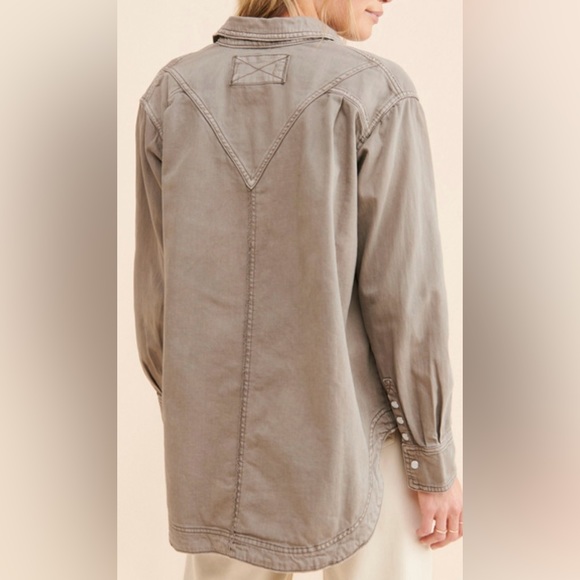 We The Free x Free People Westward Bound Lg Button Oversized Pink Shacket New - Picture 9 of 12